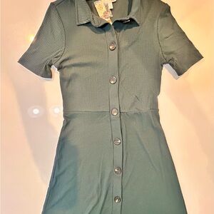 Gianni Bini Teal Button-Up Mini Dress